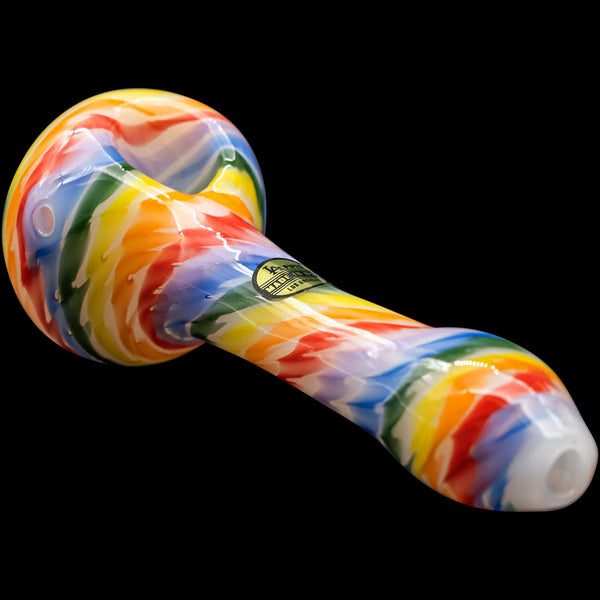 LA Pipes  Rainbow Tie-Dye Glass Spoon Pipe on White LA Pipes