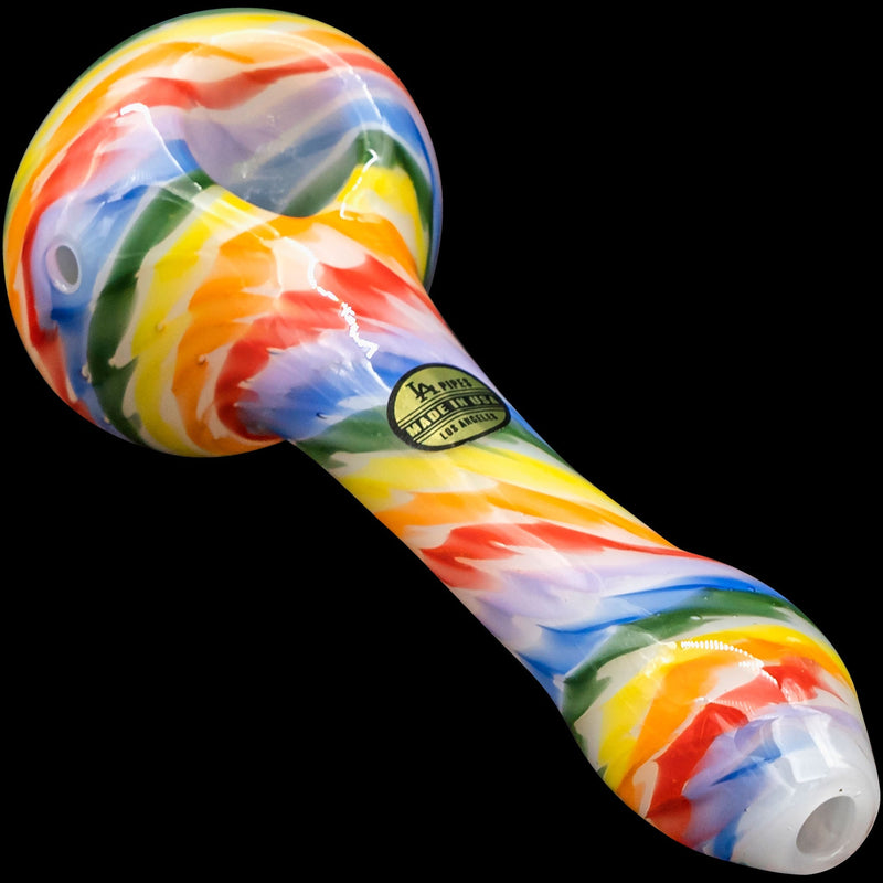 LA Pipes  Rainbow Tie-Dye Glass Spoon Pipe on White LA Pipes