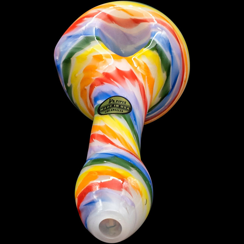 LA Pipes  Rainbow Tie-Dye Glass Spoon Pipe on White LA Pipes