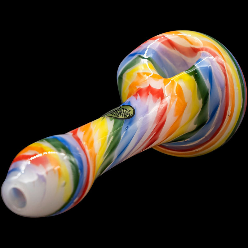 LA Pipes  Rainbow Tie-Dye Glass Spoon Pipe on White LA Pipes