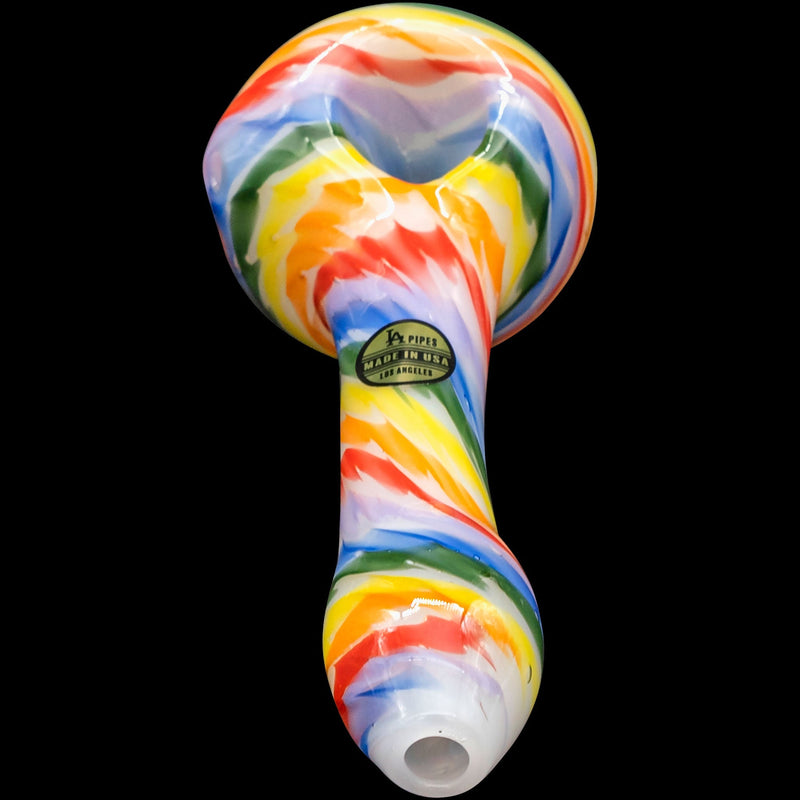 LA Pipes  Rainbow Tie-Dye Glass Spoon Pipe on White LA Pipes