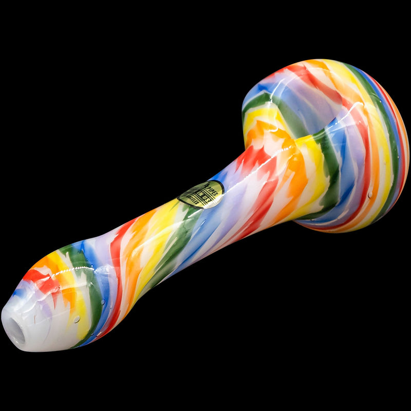 LA Pipes  Rainbow Tie-Dye Glass Spoon Pipe on White LA Pipes