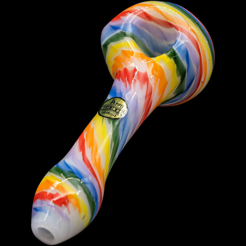 LA Pipes  Rainbow Tie-Dye Glass Spoon Pipe on White LA Pipes