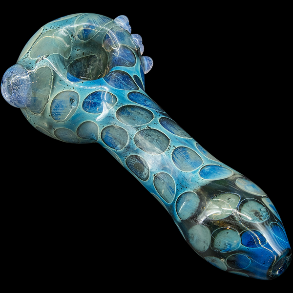 LA Pipes  Speckeled Moon Silver Fumed Cobalt Spoon Pipe LA Pipes