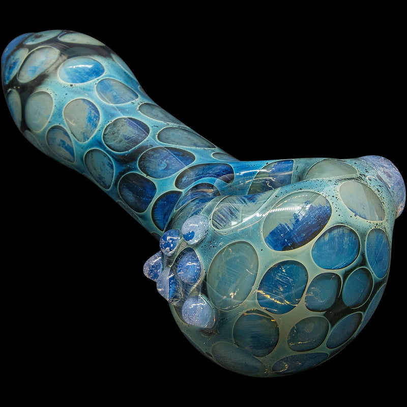 LA Pipes  Speckeled Moon Silver Fumed Cobalt Spoon Pipe LA Pipes