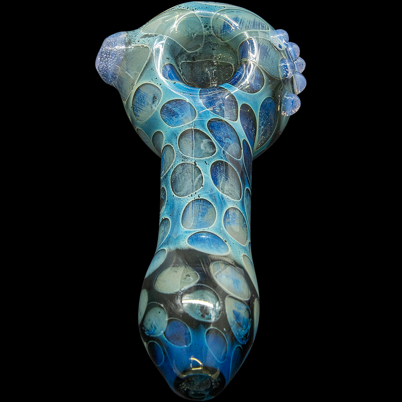 LA Pipes  Speckeled Moon Silver Fumed Cobalt Spoon Pipe LA Pipes