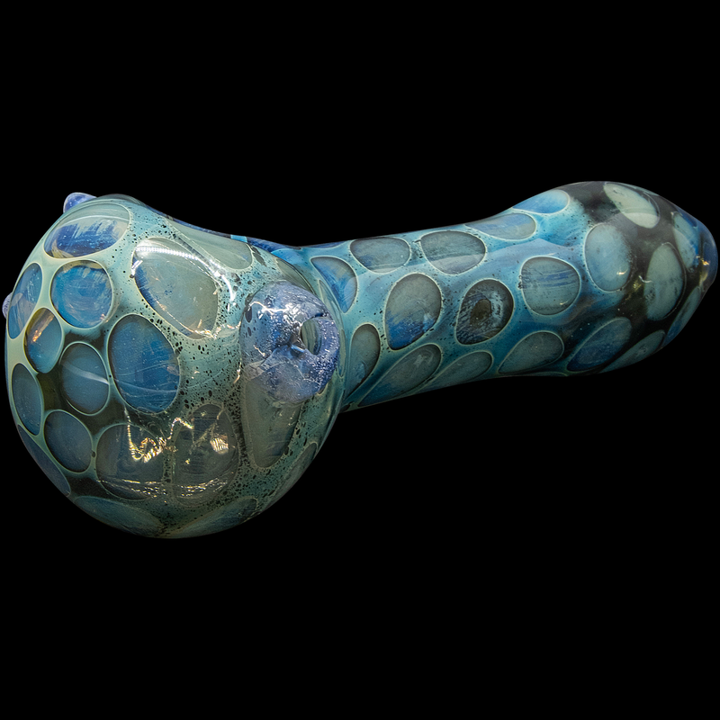 LA Pipes  Speckeled Moon Silver Fumed Cobalt Spoon Pipe LA Pipes