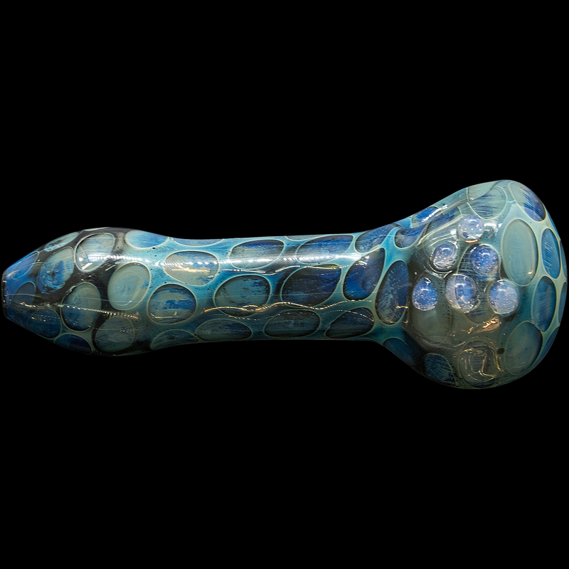 LA Pipes  Speckeled Moon Silver Fumed Cobalt Spoon Pipe LA Pipes