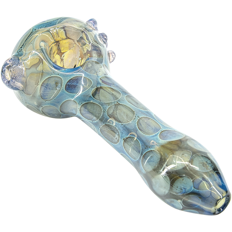 LA Pipes  Speckeled Moon Silver Fumed Cobalt Spoon Pipe LA Pipes