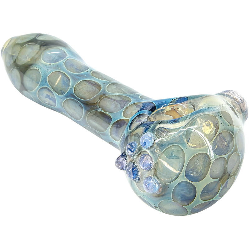 LA Pipes  Speckeled Moon Silver Fumed Cobalt Spoon Pipe LA Pipes