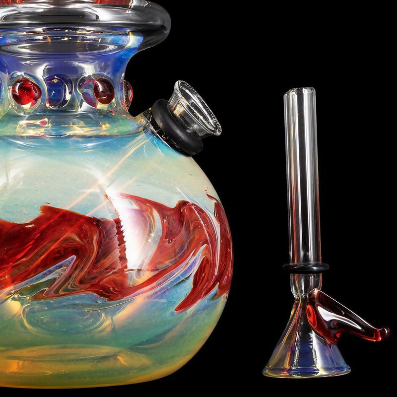 LA Pipes  Time Traveler Silver Fumed Pull-Stem Bubble Bong LA Pipes