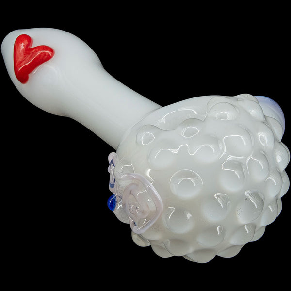 LA Pipes  White Heart Solid Ivory Glass Spoon LA Pipes