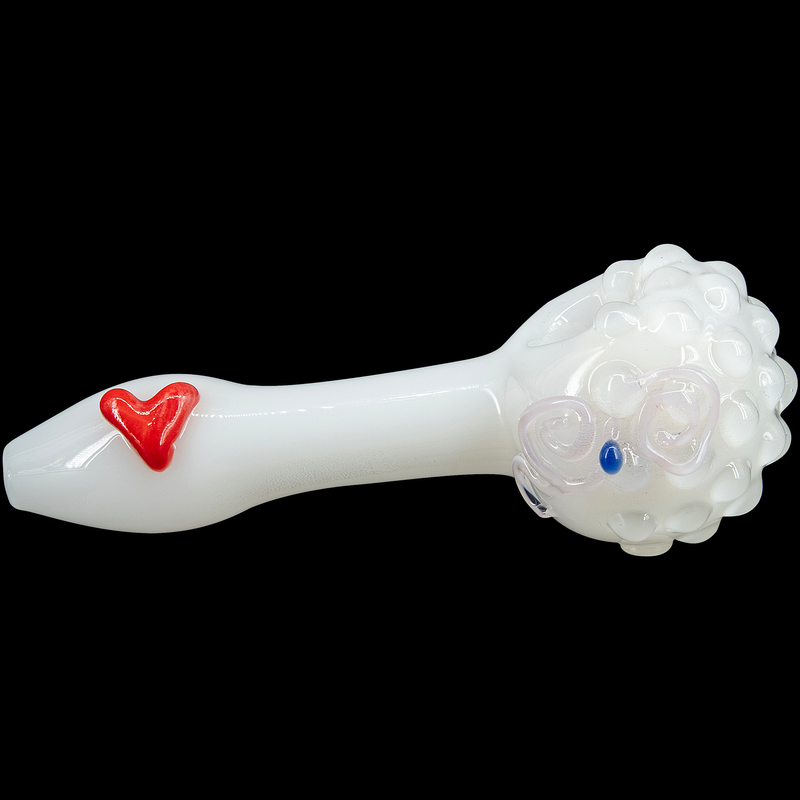 LA Pipes  White Heart Solid Ivory Glass Spoon LA Pipes