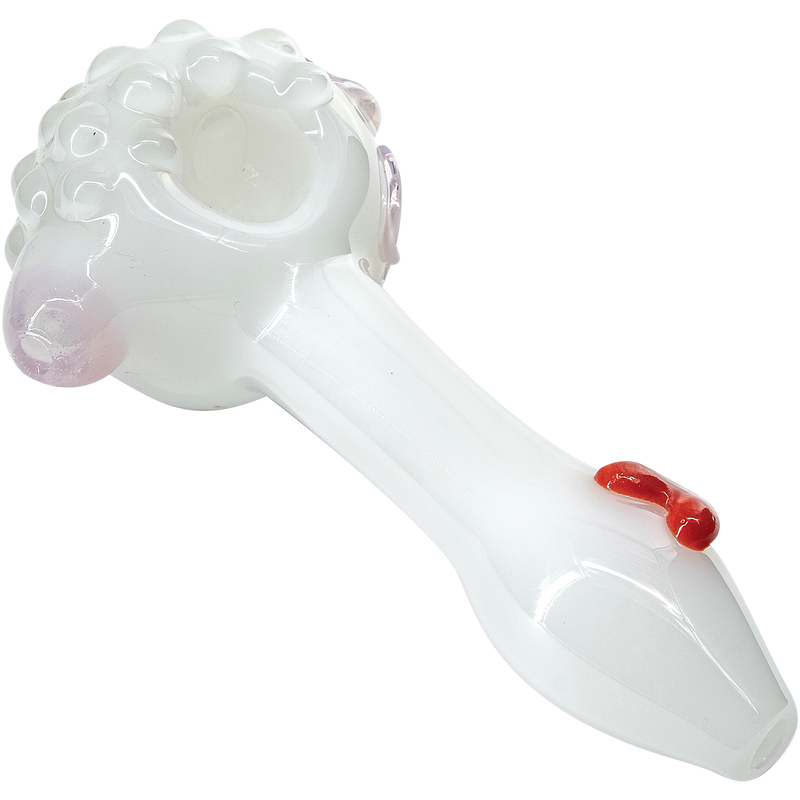 LA Pipes  White Heart Solid Ivory Glass Spoon LA Pipes