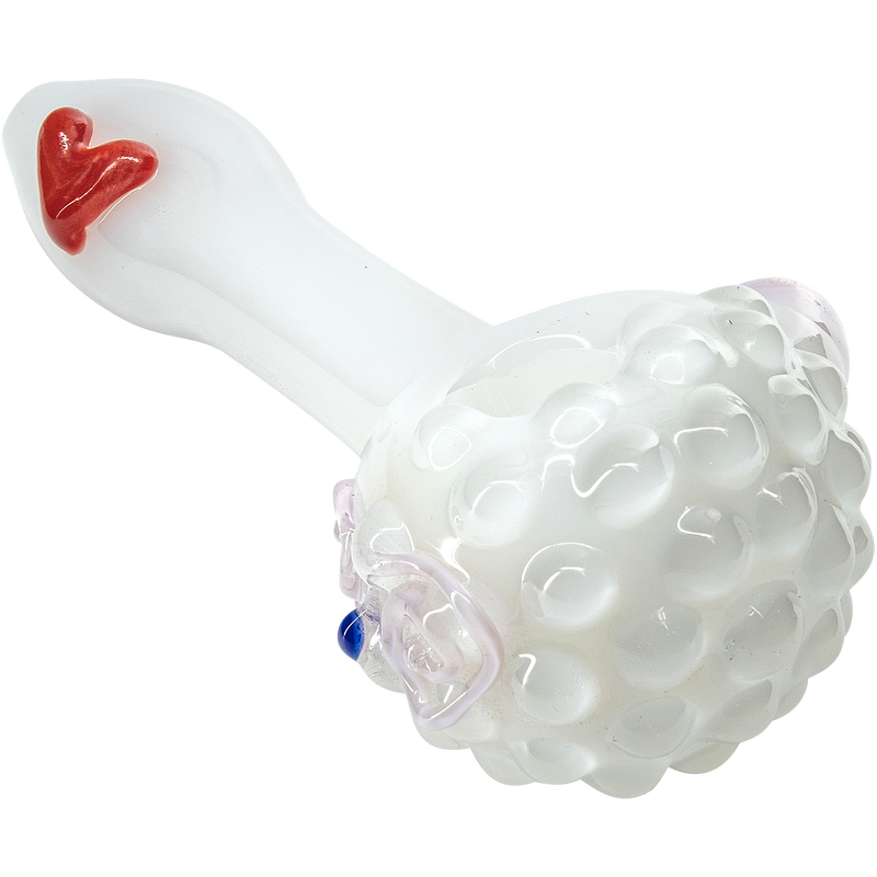 LA Pipes  White Heart Solid Ivory Glass Spoon LA Pipes