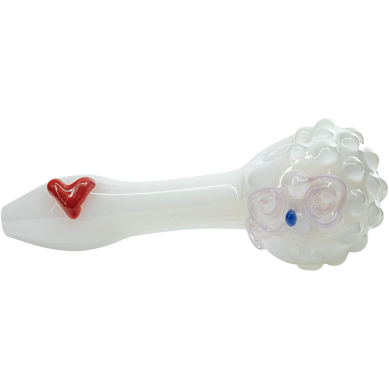 LA Pipes  White Heart Solid Ivory Glass Spoon LA Pipes