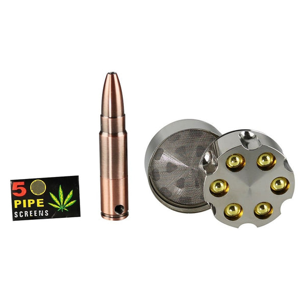 Metal Bullet Grinder and Pipe Set CannaDrop-AFG