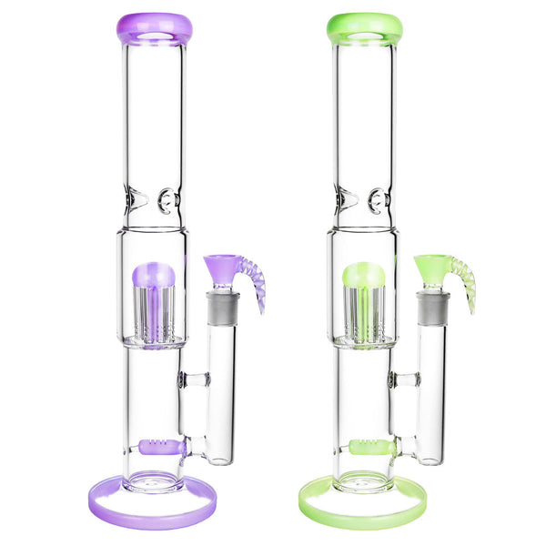 Multi Perc Water Pipe w/ Horned Bowl- 16"/19mm F/Colors Vary CannaDrop-AFG