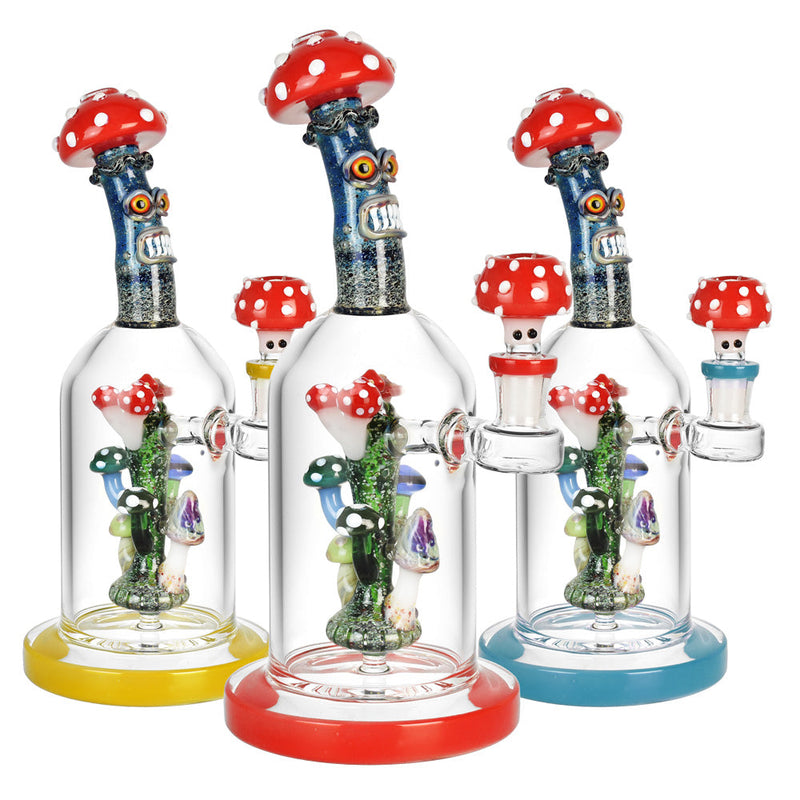Mushroom Family Water Pipe - 10"/14mm F/Colors Vary CannaDrop-AFG