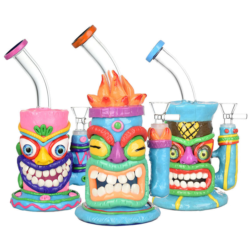 Neon Tiki 3D Painted Water Pipe - 8.5" / Assorted Styles CannaDrop-AFG