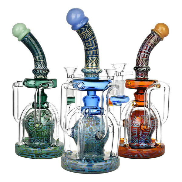 Otherworldly Connection Recycler Water Pipe - 10"/14mm F / Colors Vary CannaDrop-AFG
