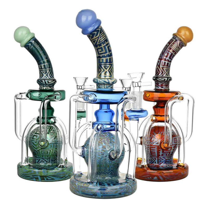 Otherworldly Connection Recycler Water Pipe - 10"/14mm F / Colors Vary CannaDrop-AFG