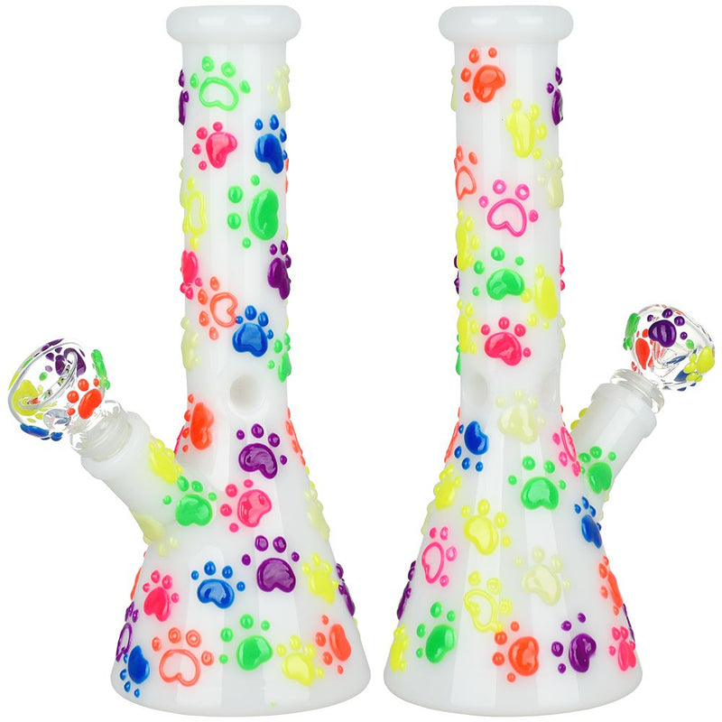 Paws for the Cause Glow in Dark Beaker Water Pipe - 10" / 14mm F CannaDrop-AFG