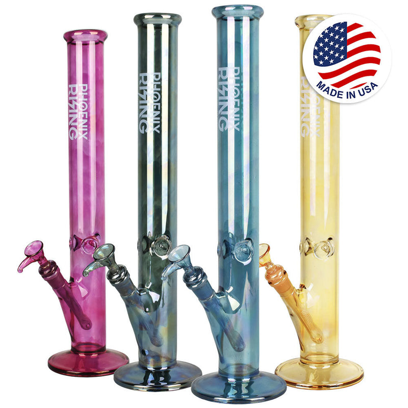 Phoenix Rising Shine Tall Straight Water Pipe-18"/14mm F/Color Vary CannaDrop-AFG