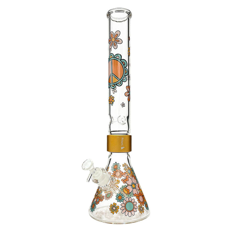 Prism Flower Power Tall Beaker Single Stack Water Pipe - 18" / 14mm F CannaDrop-AFG
