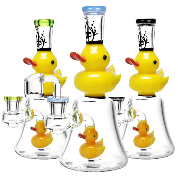 Pulsar Glass Double Duckie Rig - 7.5" / 14mm F / Colors Vary CannaDrop-AFG