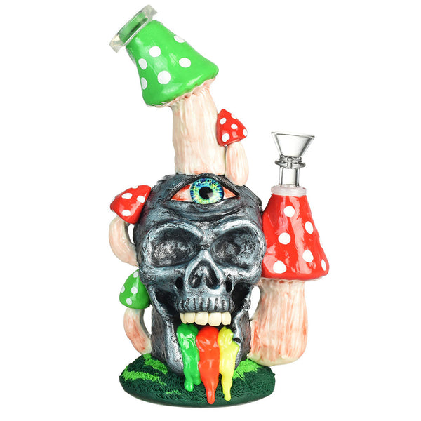 Pulsar Rainbow Puking Skull Water Pipe - 9.5"/14mm F CannaDrop-AFG