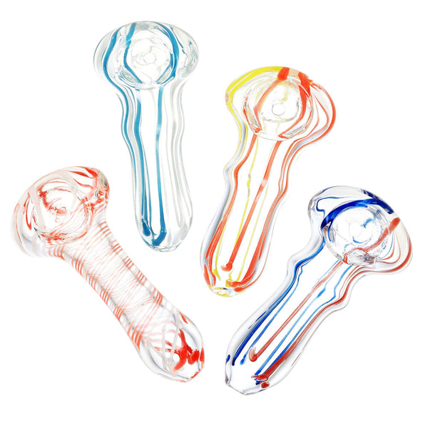 Sada Color Striped Clear Glass Hand Pipe - 2.75"/Colors Vary CannaDrop-AFG