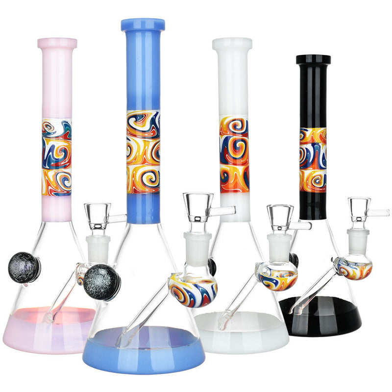 Serenity Wig Wag Dichro Ball Water Pipe | 10" | 14mm F | Colors Vary CannaDrop-AFG