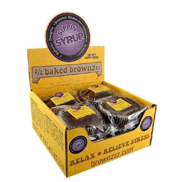 Sippin Syrup Half Baked Brownzzz Relaxation Supplement Brownie - 12PC Box CannaDrop-AFG