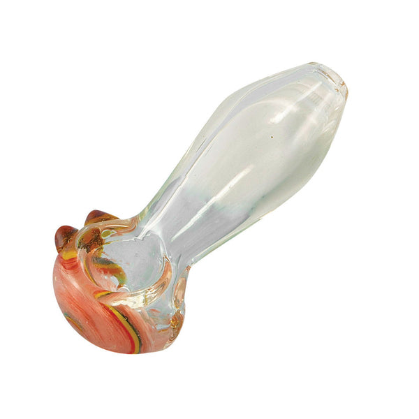 Small Transparent Glass Spoon Pipe w/ Spiral CannaDrop-AFG