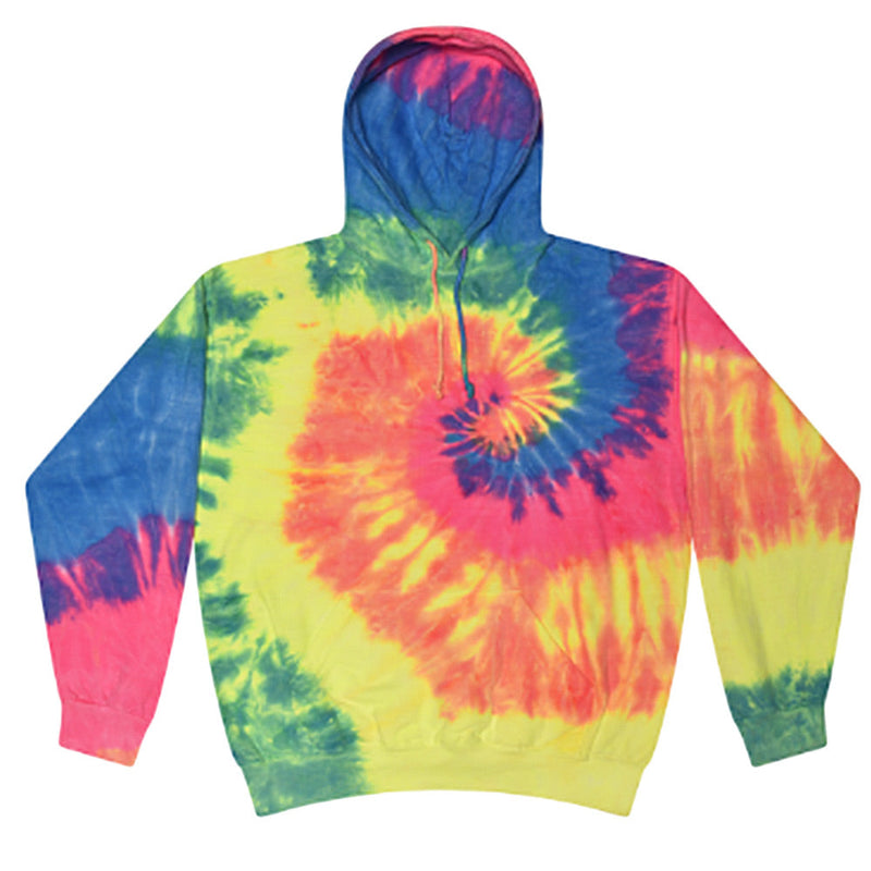 Unisex Tie-Dye Pull Over Hoodie | Neon Rainbow CannaDrop-AFG