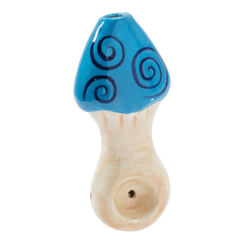 Wacky Bowlz Blue Swirl Mushroom Ceramic Pipe - 4" CannaDrop-AFG