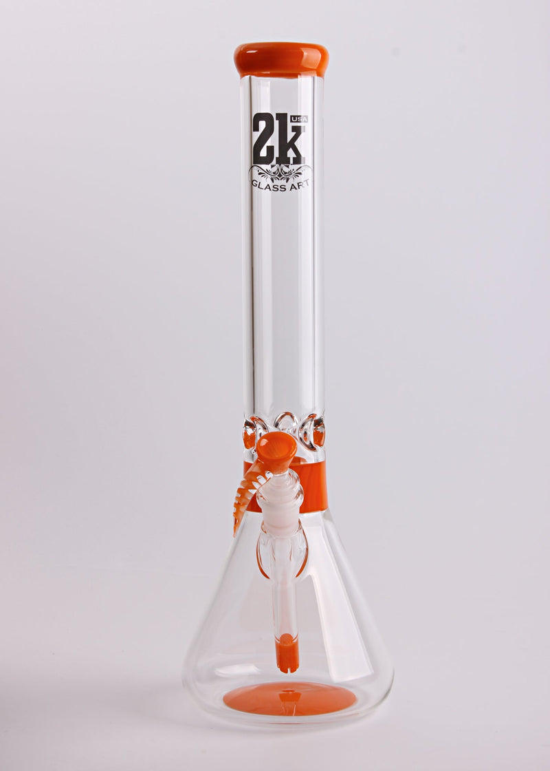 2K Glass Art 7mm Color Accent Beaker Bong 2k Glass Art
