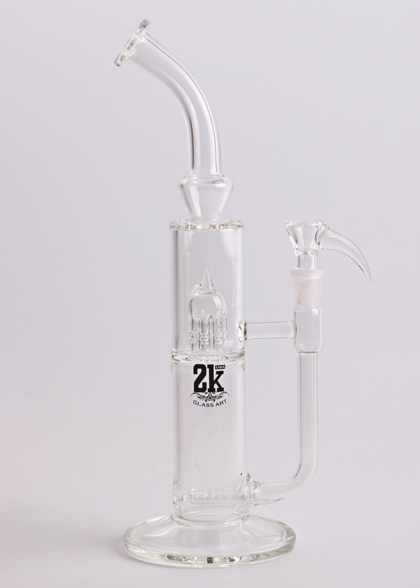 2K Glass Art Bent Neck Dual Stemline To Tree Perc Bong 2k Glass Art