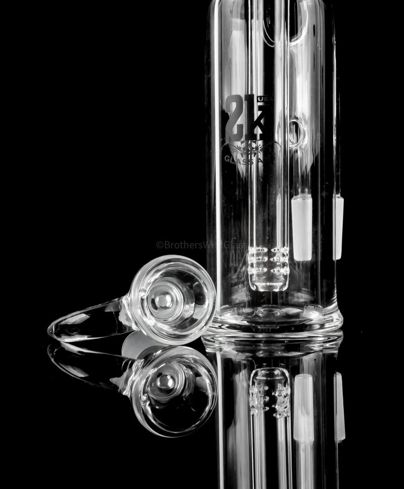 2K Glass Art Clear Gridded Fixed Downstem Ash Catcher 14 and 18mm.