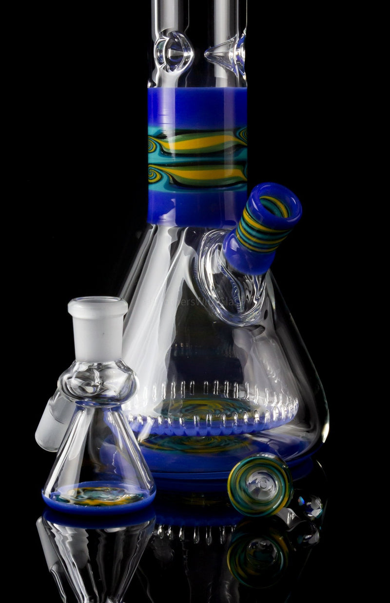2K Glass Art  Wig Wag Reversal Collins Beaker Bong - Blue.