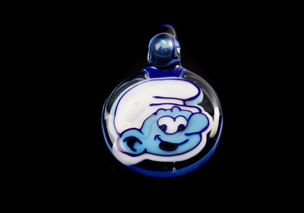 AVI Glass Character Themed Clumsy Smurf Pendant with Opal.