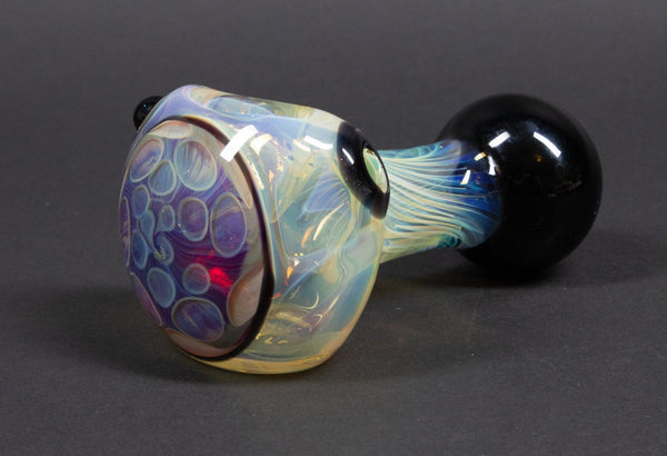 BH Glass Fumed Dot Cap Spoon Hand Pipe.