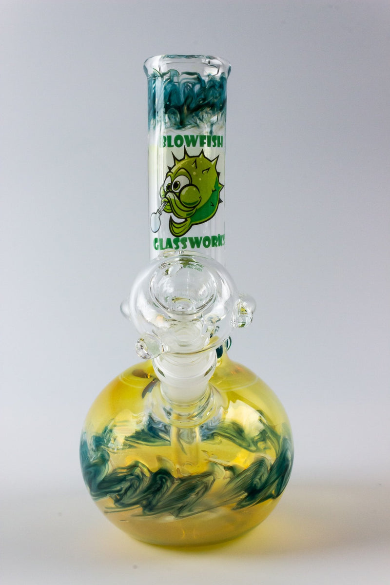 Blowfish Glassworks 10 In Worked Fumed Maria Bubble Bottom Bong.