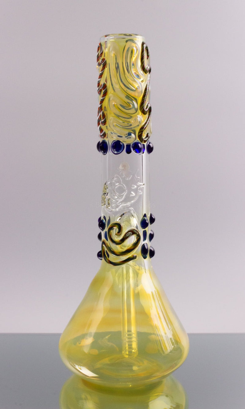 Blowfish Glassworks 24K Gold and Silver Fumed Color Beaker Bottom Bong.