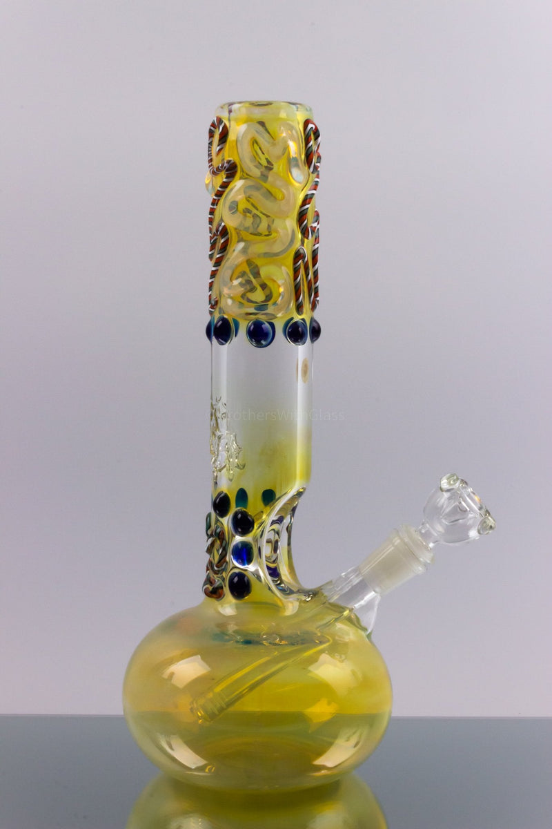 Blowfish Glassworks 24K Gold and Silver Fumed Color Bubble Bottom Bong.