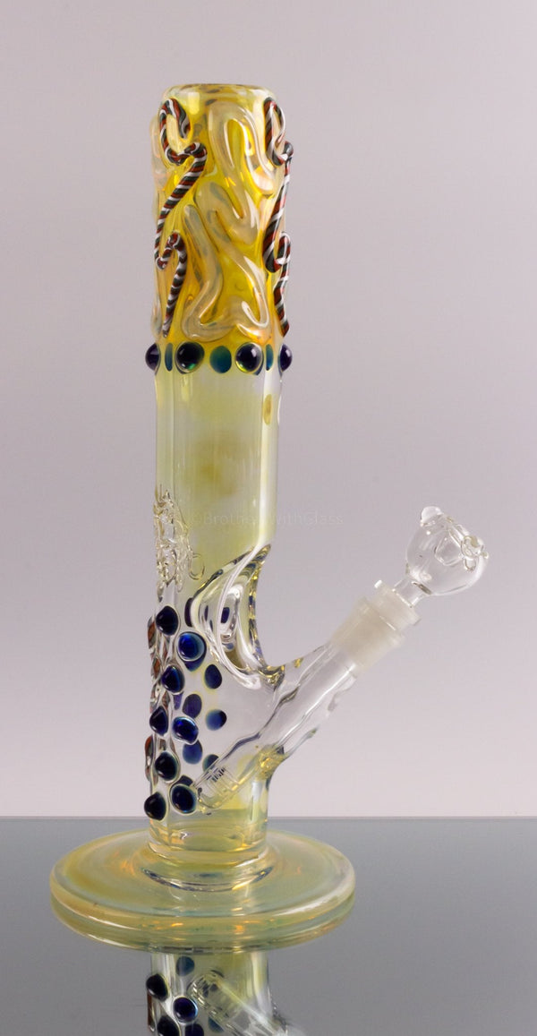 Blowfish Glassworks 24K Gold and Silver Fumed Color Straight Bong.