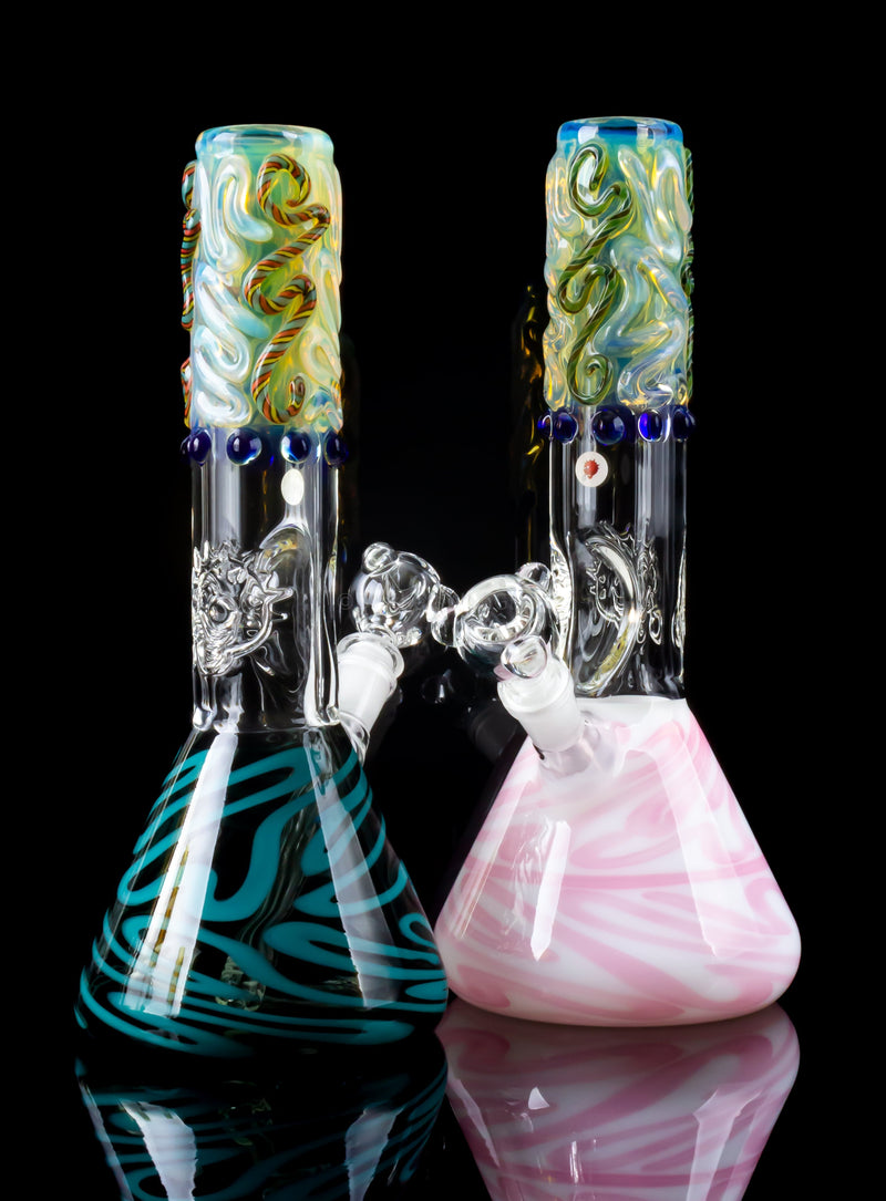Blowfish Glassworks Color Worked Beaker Bottom Bong.