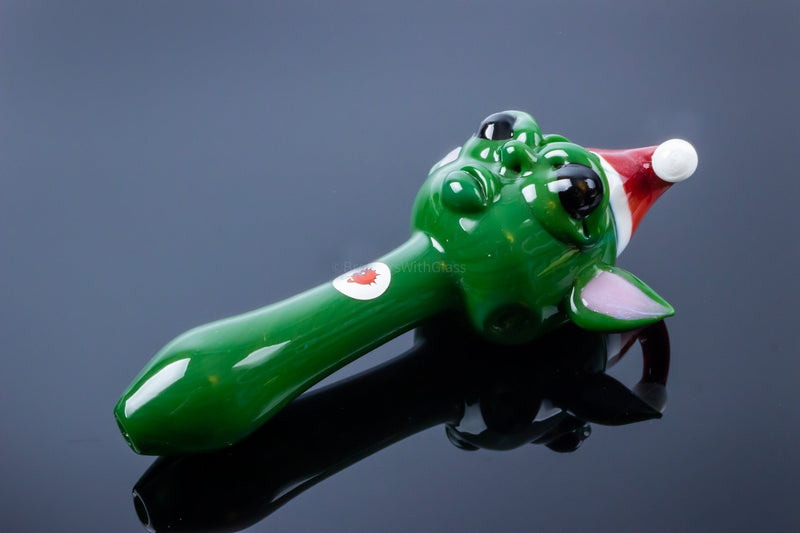 Blowfish Glassworks Sculpted Christmas Character Hand Pipe.