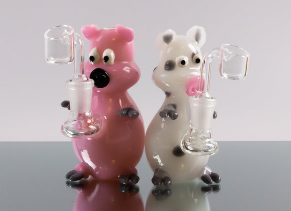 Blowfish Glassworks Sculpted Glass Pig Dab Rig.